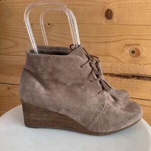Dr Scholls Ankle Boots Womens Size 10 M Brown Faux Suede Dakota Wedge Shoes Fall